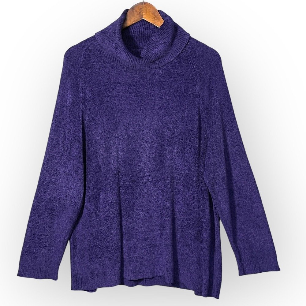 Sigrid Olsen Sport Purple Chenille Turtleneck Sweater Raglan Large